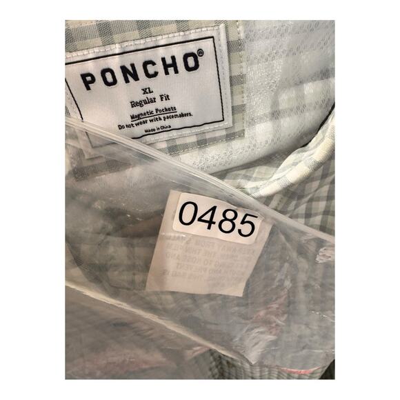 PONCHO MENS XL Checkered Casual Button-Down Shirt MAGNETIC POCKETS UTILITY SPORT - Picture 12 of 12